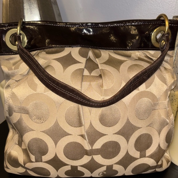 Coach Tan and Brown with Gold Hardware, Two Way, Shoulder Bag - Picture 8 of 10